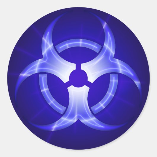 Rond Symbole bleu brillant Biodanger Sticker (Devant)
