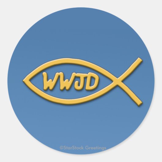 Rond Symbole de poisson WWJD Sticker (Devant)