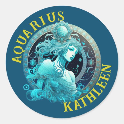 Rond Symbole Zodiaque Aquarius Sticker d'astrologie (Devant)