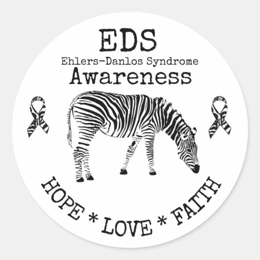 Rond Syndrome de Zebra Ehlers-Danlos Sticker EDS (Devant)