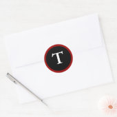 Rond T : Lettre T initiale Sticker rouge, blanc et noir (Enveloppe)
