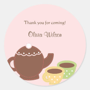 Rond Tea Party Favoriser Sticker ou Enveloppe Sceau