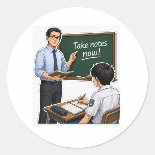 Rond Teacher Classroom Illustration Sticker (Devant)