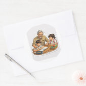 Rond Teacher Helping Students Sticker (Enveloppe)