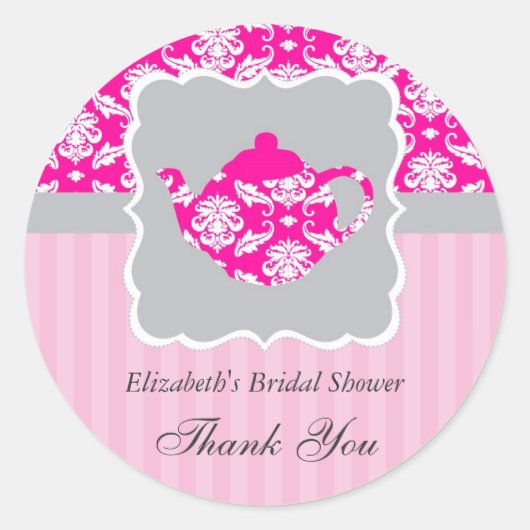 Rond Teapot (rose/gris) Sticker Favoriser le phoque (Devant)