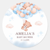 Rond Teddy Bear Balloon Baby Shower Sticker (Devant)