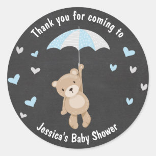 Rond Teddy bear Sticker faveur tag bois Boy Blue