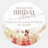 Rond Terracotta Boho Fête des mariées merci Sticker (Devant)