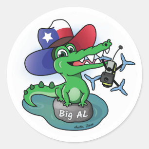 Rond Texas Gator attrape Drone Classic Round Sticker