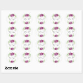 ROND THANK YOU FLORAL VIOLET ROUND STICKER (Feuille)