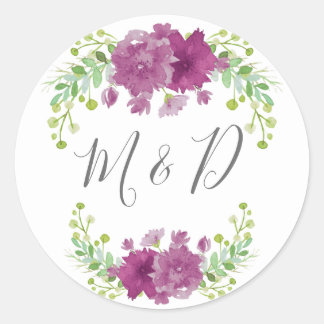 ROND THANK YOU FLORAL VIOLET ROUND STICKER