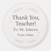 Rond Thank You Teacher – Custom Name Sticker Gift (Devant)