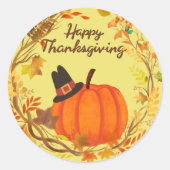 Rond Thanksgiving Pumpkin Sticker – Festive Fall Wreath (Devant)