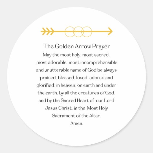 Rond The Golden Arrow Prayer Round Sticker (Devant)