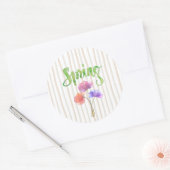 Rond Thème de printemps, Bright Watercolor Sticker Flor (Enveloppe)