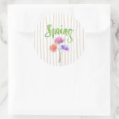 Rond Thème de printemps, Bright Watercolor Sticker Flor (Sac)