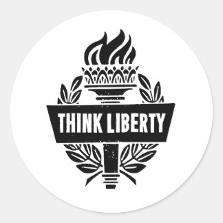 Rond Think Liberty - Logo Torch - Sticker blanc