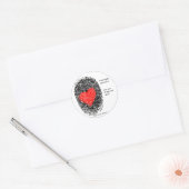 Rond Thumbody Vous Aime Coeur Sticker D'Empreinte (Enveloppe)