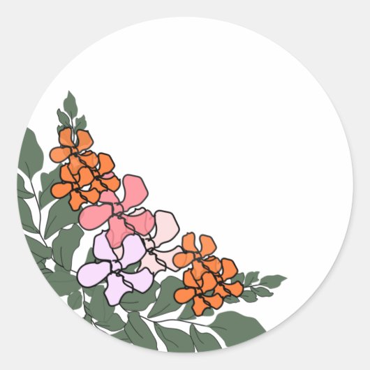 Rond Titre : Sticker floral coloré (Devant)