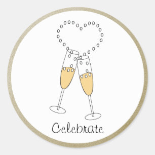 Rond Toast de Champagne avec Sticker Coeur