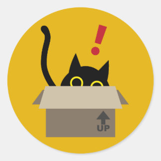 Rond TOC TOC ! Chat amusant dans une boîte Sticker de c