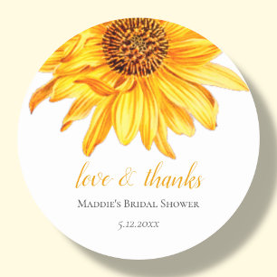 Rond Tournesol Sticker en Merci de Fête des mariées