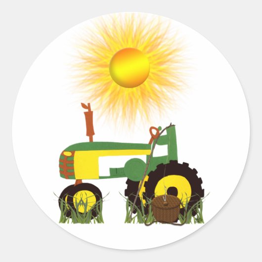 Rond Tracteur vert avec Sticker en Pole de Pêche (Devant)