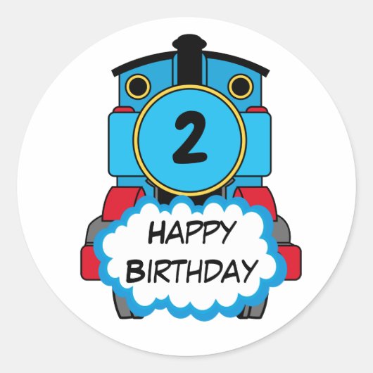 Rond Train Happy Birthday round Sticker (Devant)