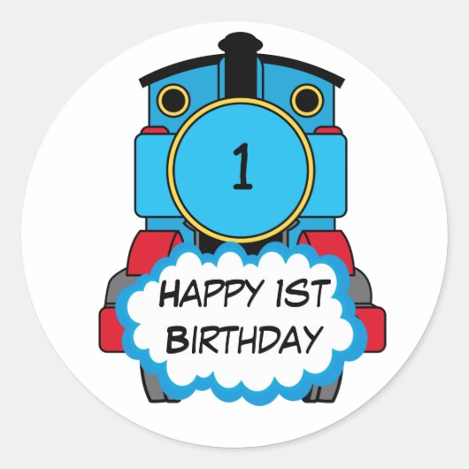 Rond Train Happy Birthday round Sticker (Devant)