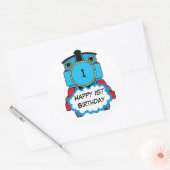 Rond Train Happy Birthday round Sticker (Enveloppe)