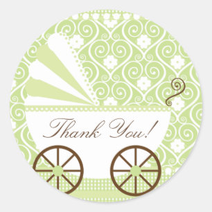 Rond Transport vintageMerci Baby shower Sticker