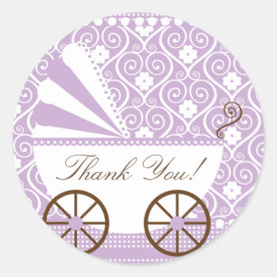 Rond Transport vintageMerci Baby shower Sticker