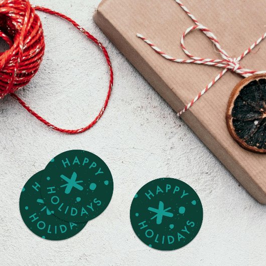 Rond Trendy Modern Handwritten Happy Holidays Sticker