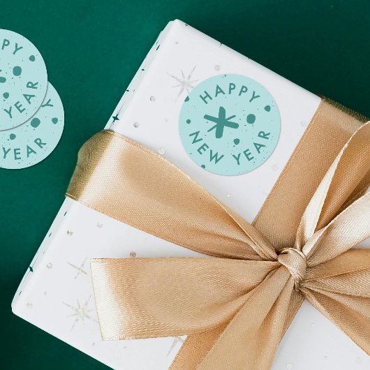 Rond Trendy Modern Handwritten Happy New Year Sticker