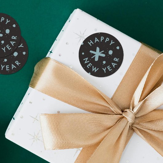 Rond Trendy Modern Handwritten Happy New Year Sticker