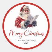 Rond Trendy Santa Claus Script Font Holiday Sticker (Devant)