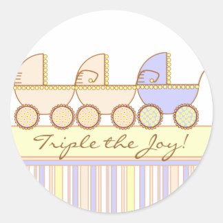 Rond Trio Carriage Triplet Girl and Boy Sticker