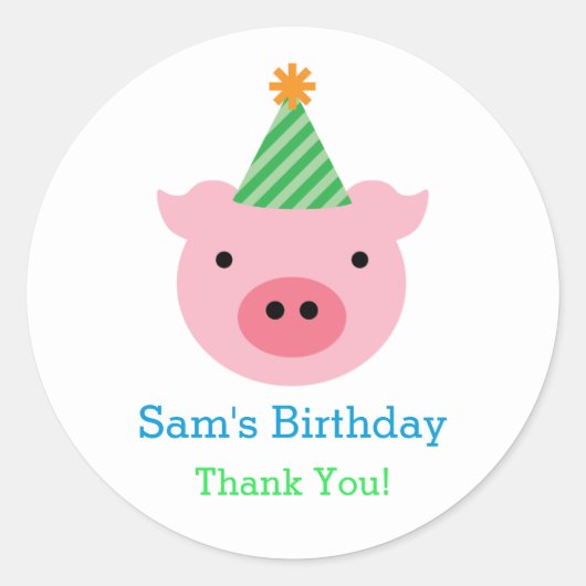 Rond Trois Petits Cochons Favorisent Sticker (Devant)