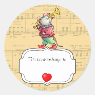 Rond Trompette Souris Ce Livre Appartient À Nom Sticker