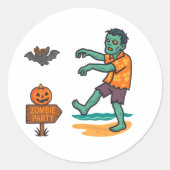 Rond Tropical Zombie Party Sticker Fun Halloween (Devant)