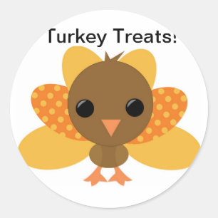 Rond Turquie Sticker à sac de traitement Thanksgiving