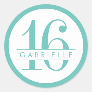 Rond Turquoise Moderne Anniversaire Favoriser Sticker É