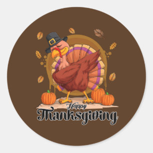 Rond Typographie de Thanksgiving Happy Round Sticker