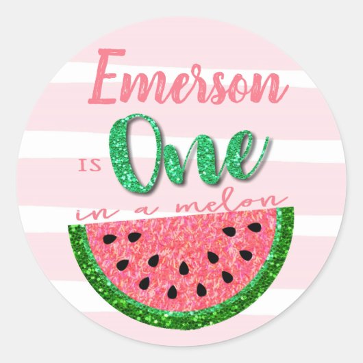 Rond Un dans un melon, Sticker Watermelon, Étiquette, T (Devant)