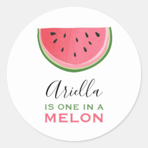 Rond Un dans un melon Watermelon Tags Enveloppe Sticker