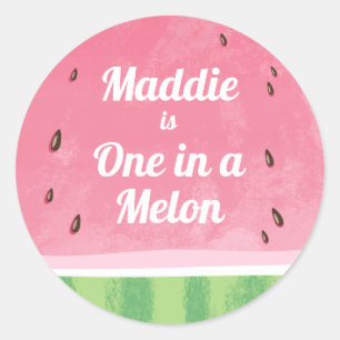 Rond Un dans un melon Watermelon Tags Enveloppe Sticker