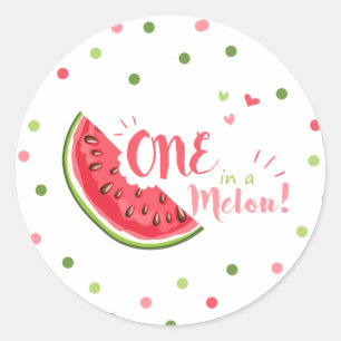 Rond Un dans un melon Watermelon Tags Enveloppe Sticker