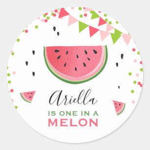 Rond Un dans un melon Watermelon Tags Enveloppe Sticker