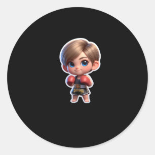 Rond Un Garçon Dans Sticker Sport Boxe Thaïlandais
