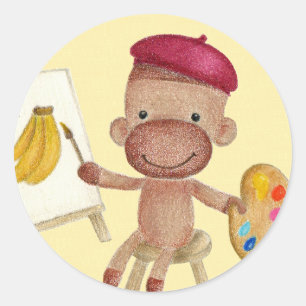 Rond Un petit artiste Socky le Sock Monkey Sticker